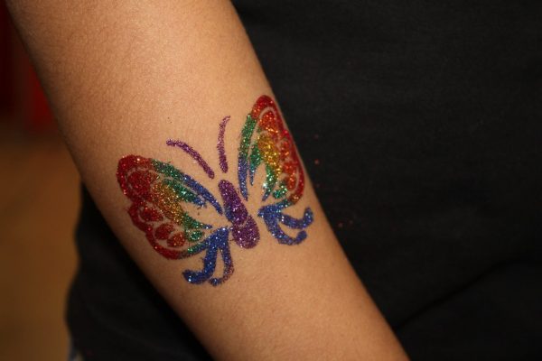 Glitter Tattoo Stencil Butterfly 3 (butterfly silhouette-rounded wings) - 5 Pack Online