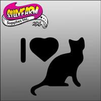 Glitter Tattoo Stencil I Love Cats - 5 Pack Sale