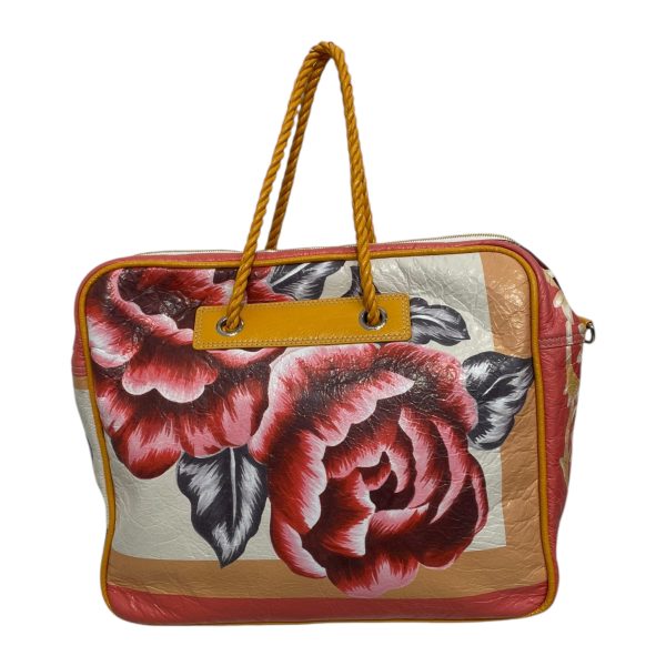 BALENCIAGA Hand Bag Leather GLD Floral Blanket For Sale