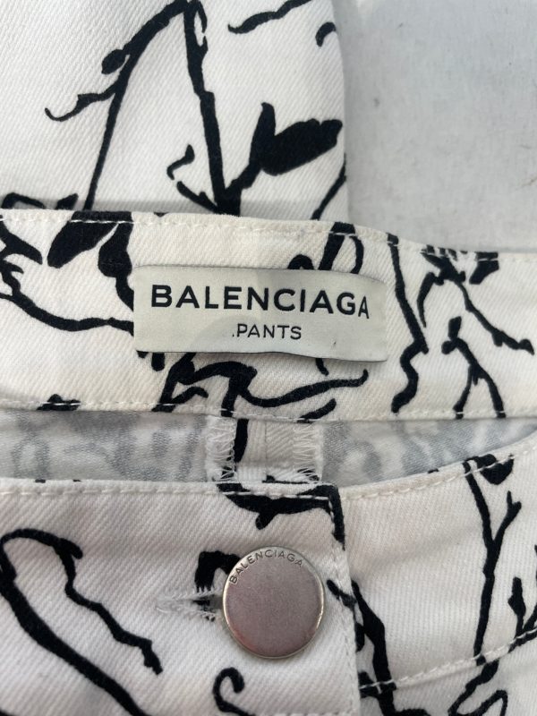 BALENCIAGA Skinny Pants 38 All Over Print Cotton WHT  Cheap