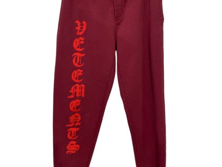 VETEMENTS Pants XS Cotton BRD Graphic RED GOTHIC PRINT ANARCHY SWEAT Fashion