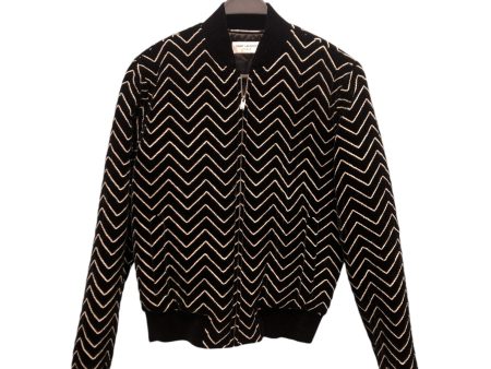 SAINT LAURENT Souvenir Jkt Cotton BLK All Over Print TEDDY ZIGZAG Online Sale