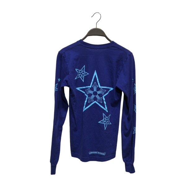 CHROME HEARTS LS T-Shirt XS Cotton BLU Graphic BLUE STAR LOGO Fashion