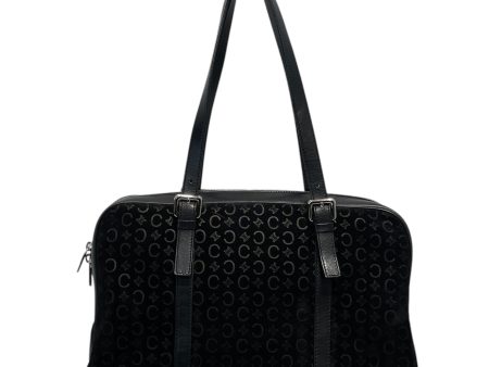 CELINE Boston Bag OS Monogram Velour BLK C MACADAM Online Sale