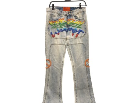 WHO DECIDES WAR Bootcut Pants 28 Denim BLU BEADED JEANS Fashion