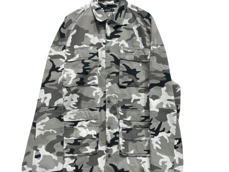 BALENCIAGA Jacket 39 Cotton GRY Camouflage RIPSTOP CAMO SHIRT on Sale