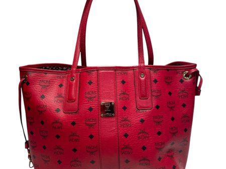 MCM Tote Bag Monogram Leather RED  Online now