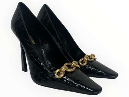 YVES SAINT LAURENT Heels EU 38 Leather BLK CROC on Sale