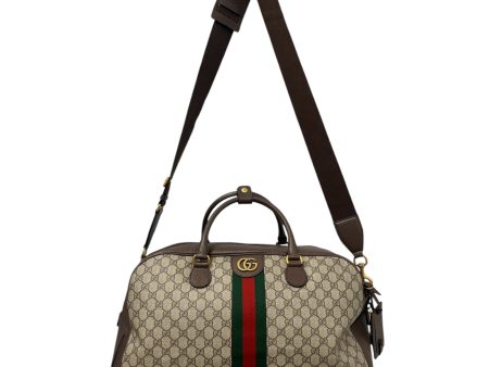 GUCCI Luggage M Monogram Leather BRW SAVOY DUFFLE BAG Cheap