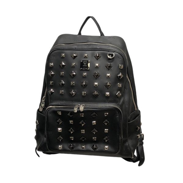 MCM Backpack Leather BLK MCM LOGO BACKPACK For Sale