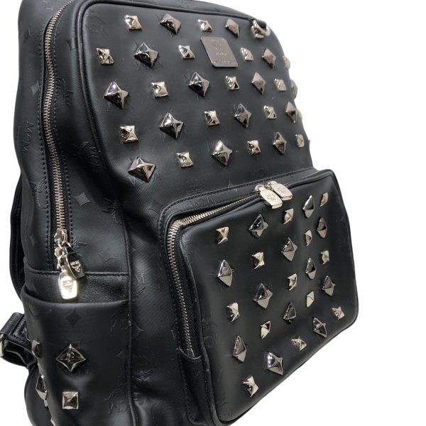 MCM Backpack Leather BLK MCM LOGO BACKPACK For Sale