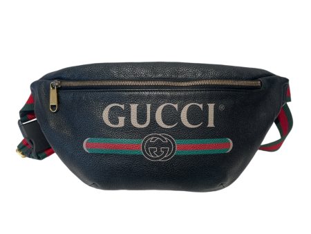 GUCCI Fanny Pack Leather BLK Belt  Bag on Sale