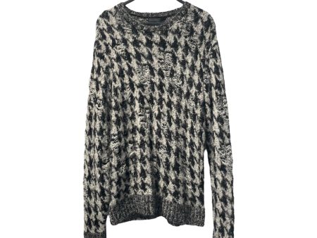 JOHN VARVATOS Sweater XS All Over Print Wool MLT WHITE,BLACK & GREY SWEATER Online Hot Sale