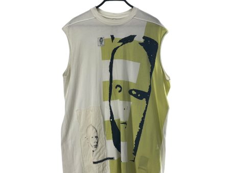 Rick Owens Tank Top L Cotton WHT Graphic GREEN FACE For Cheap