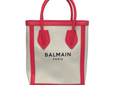 BALMAIN Bag OS Cotton WHT PINK LEATHER HANDLE For Cheap