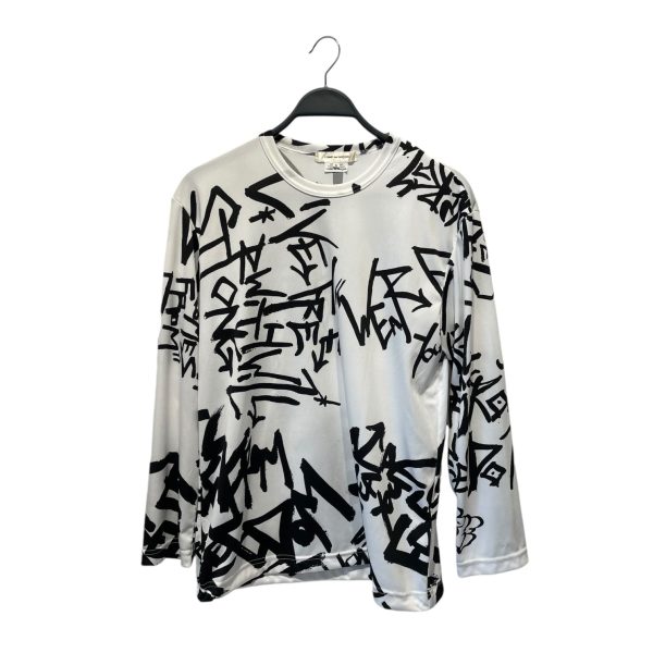 COMME des GARCONS LS T-Shirt S Polyester WHT All Over Print  Discount