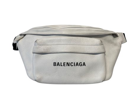 BALENCIAGA Fanny Pack Leather WHT Logo Belt Bag Hot on Sale