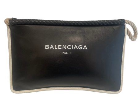 BALENCIAGA Clutch Bag Leather BLK  Online Sale