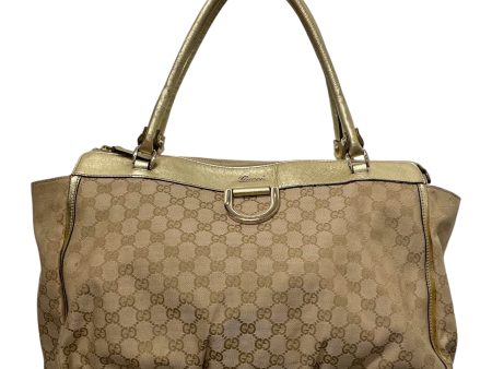 GUCCI Tote Bag Monogram Cotton BEG Canvas Abbey Shoulder Bag Sale