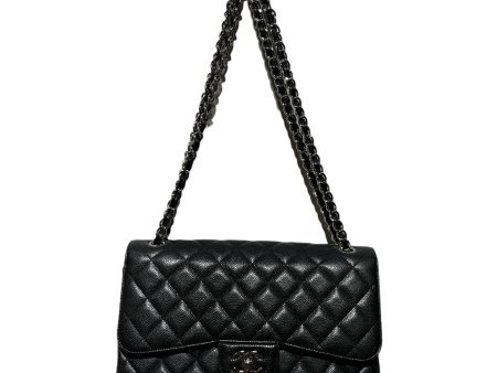 CHANEL Clutch Bag Leather BLK JUMBO QUITLTED BAG Hot on Sale