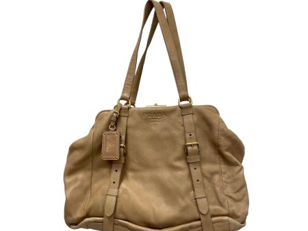 PRADA Tote Bag OS Leather BEG Extra Large Tote Hot on Sale