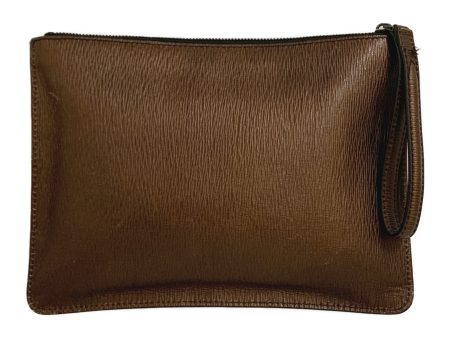 Salvatore Ferragamo Clutch Bag Brown Leather 24A105 Online now