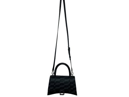 BALENCIAGA Bag Monogram Leather BLK Hourglass Handbag on Sale