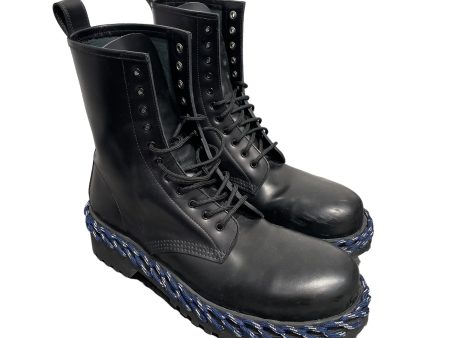 BALENCIAGA Lace Up Boots US 10 Leather BLK  For Discount