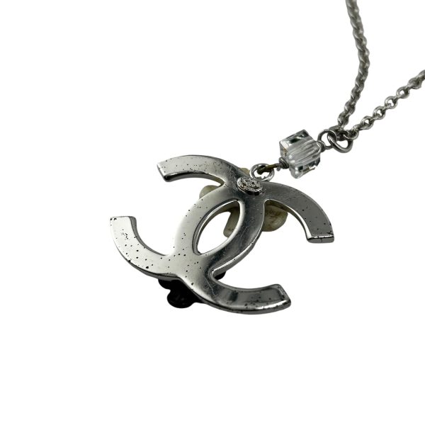 CHANEL CC CameliaLogo Necklace Silver  Discount