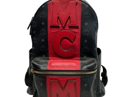 MCM Backpack OS Monogram Leather BLK Stark Logo Stripe Online