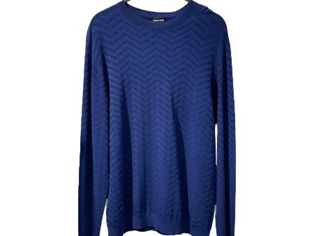 GIORGIO ARMANI Sweater 56 All Over Print Polyester BLU Viscose Chevron Sweater Sale