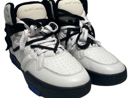 YVES SAINT LAURENT Hi-Sneakers US 10.5 Leather WHT Straight Tip HIGHTOP BASKET SNEAKER Online now