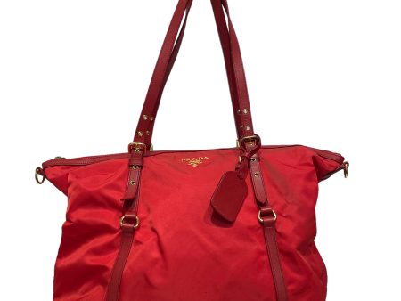 PRADA Tote Bag Nylon RED Saffiano Tessuto Tote Discount